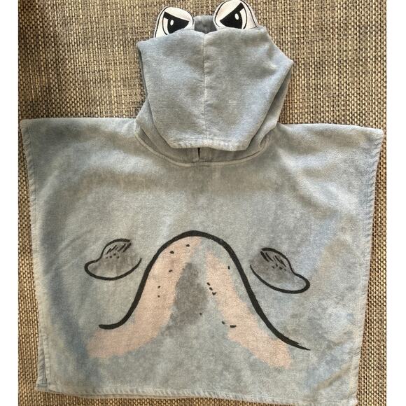STELLA MCCARTNEY KIDS Hooded w/ Eyes Blue Whale Velour and Terry Poncho Towel S - Picture 5 of 9